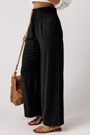 Drawstring Smocked Waist Wide Leg Pants Trendsi