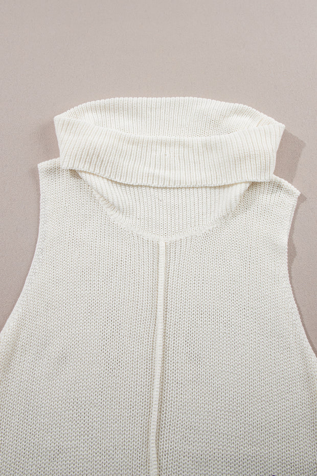 Central Seam Turtleneck Sleeveless Sweater Vest Trendsi