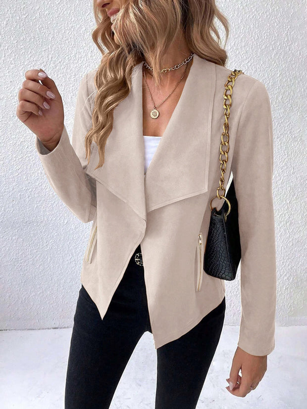 Collared Neck Long Sleeve Jacket Trendsi