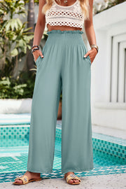 Smocked Wide Leg Pants with Pockets Trendsi