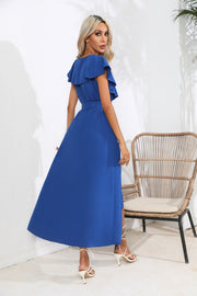 Ruffled Tied V-Neck Midi Dress Trendsi