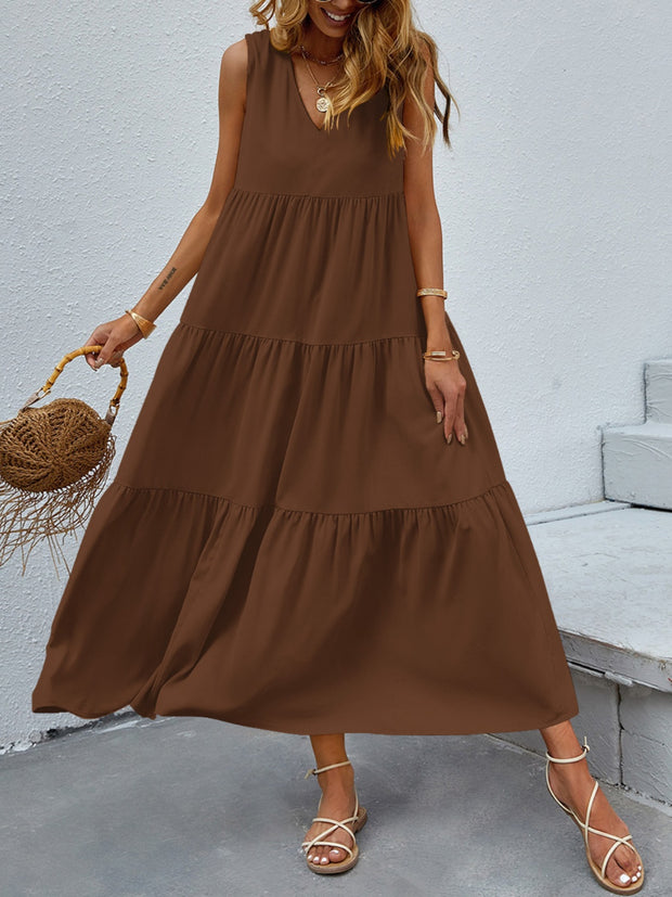 Tiered V-Neck Sleeve Dress