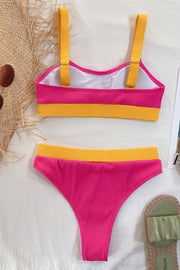 Color Block Scoop Neck Bikini Set Trendsi