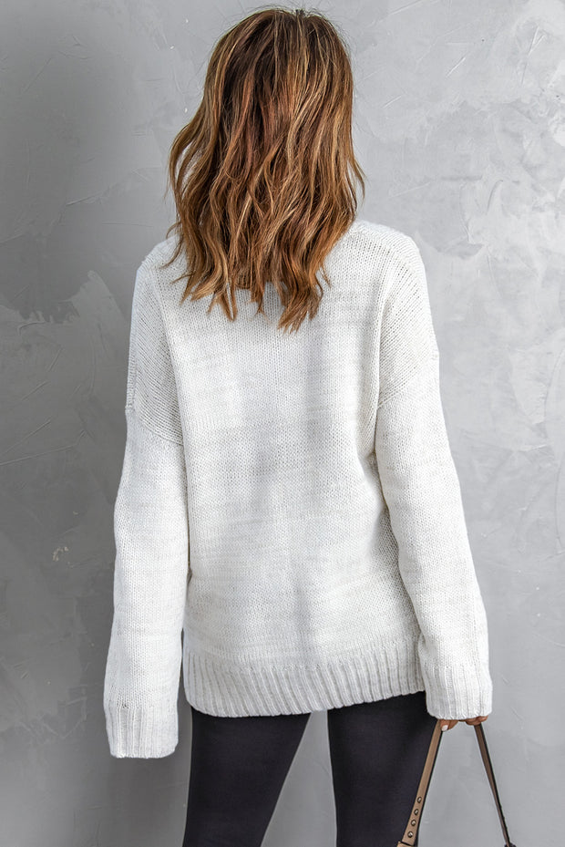 V-Neck Dropped Shoulder Sweater Trendsi