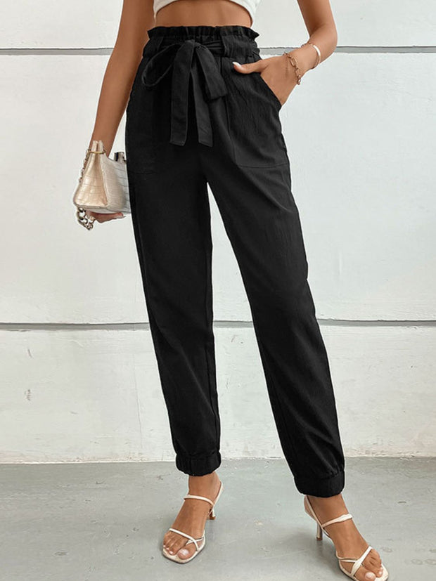 Tie Front Long Pants Trendsi