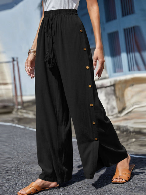 Full Size Tassel Wide Leg Pants Trendsi