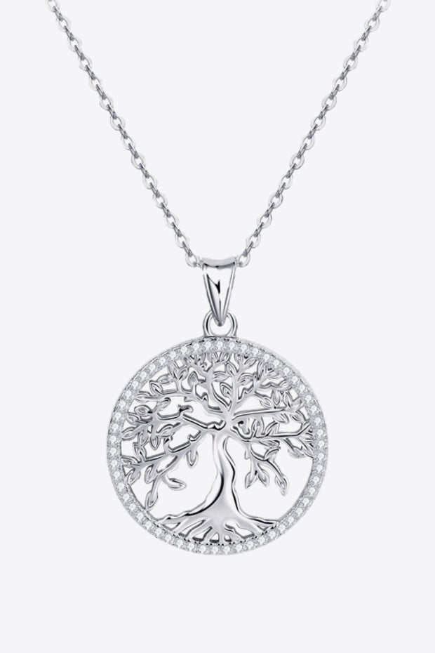 Adored 925 Sterling Silver Moissanite Tree Pendant Necklace Trendsi