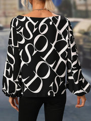 Printed Boat Neck Blouse Trendsi