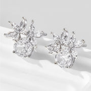 Zircon 925 Sterling Silver Flower Stud Earrings Trendsi