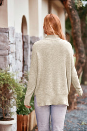 Mock Neck Rib-Knit Sweater