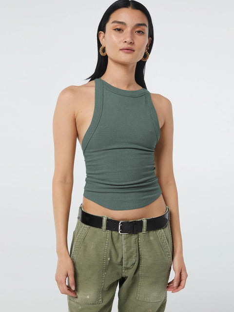 Halter Neck Ribbed Cropped Top Trendsi