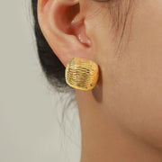 Gold-Plated Geometric Stud Earrings Trendsi