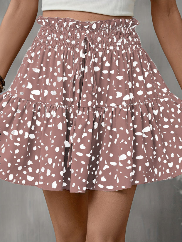 Frill Tied Printed Mini Skirt Trendsi