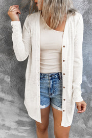 Double Take Button Down Long Sleeve Longline Cardigan Trendsi