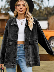 Dropped Shoulder Denim Jacket with Pockets Trendsi