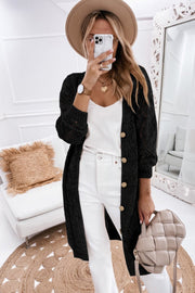 V-Neck Long Sleeve Cardigan Trendsi