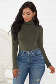 Turtleneck Long Sleeve Bodysuit Trendsi