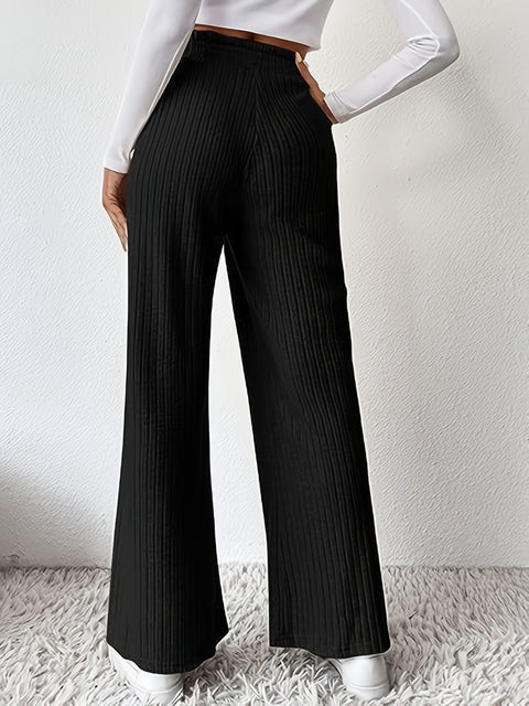 Ribbed High Waist Pants Trendsi