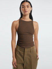 Halter Neck Ribbed Cropped Top Trendsi