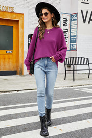 Round Neck  Long Sleeve Sweater Trendsi