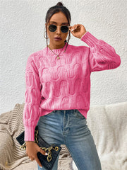 Round Neck Long Sleeve Sweater Trendsi