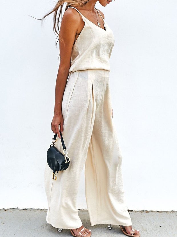 Spaghetti Strap Cami and Wide Leg Pants Set Trendsi