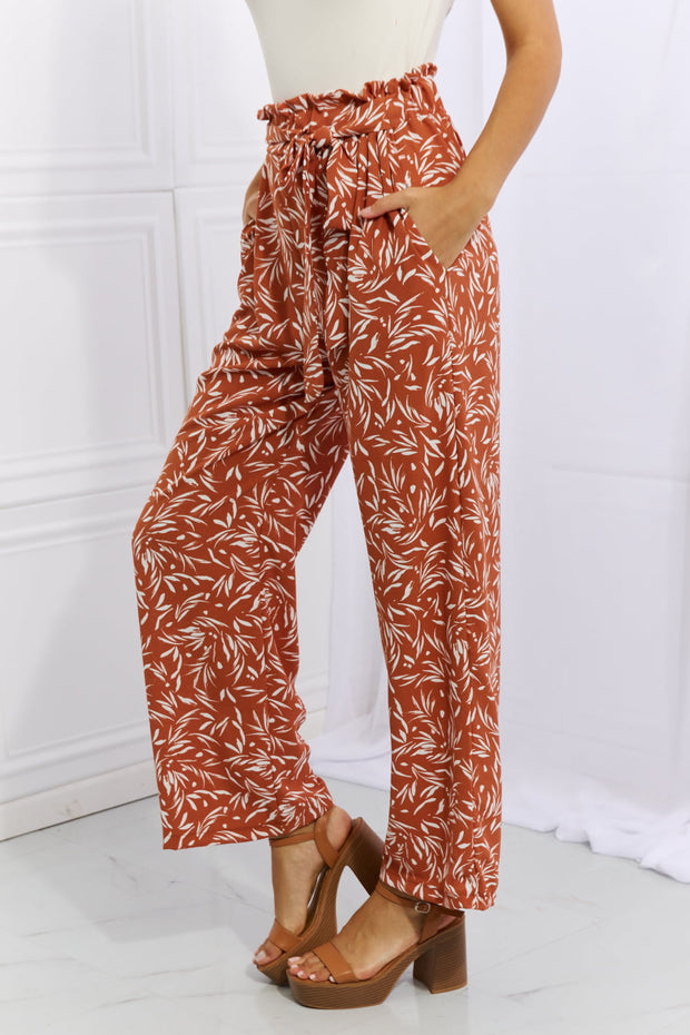 Heimish Right Angle Full Size Geometric Printed Pants in Red Orange Trendsi