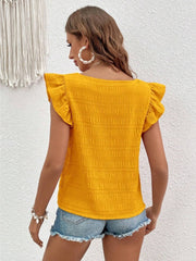 Ruffled Square Neck Cap Sleeve Blouse Trendsi