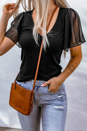 V-Neck Short Sleeve Blouse Trendsi