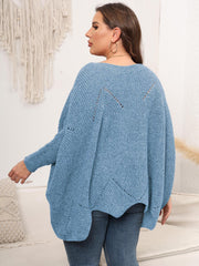 Plus Size Round Neck Batwing Sleeve Sweater Trendsi