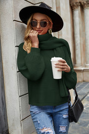 Round Neck Lantern Sleeve Sweater Trendsi