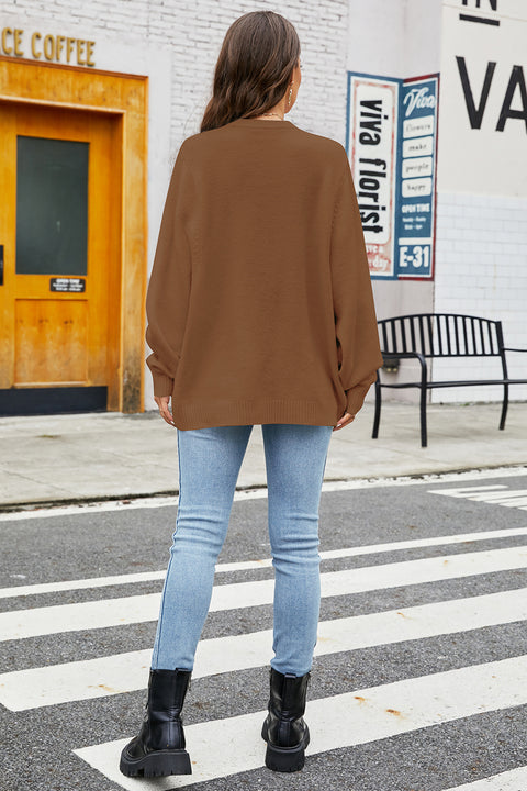 Round Neck  Long Sleeve Sweater Trendsi