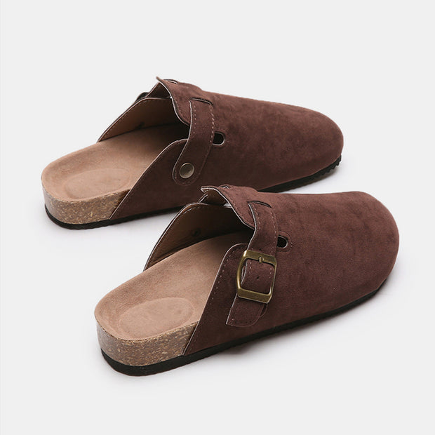 Suede Closed Toe Buckle Slide