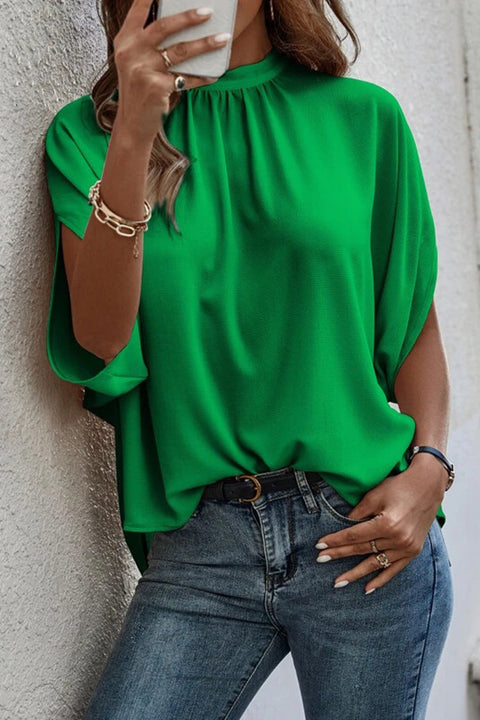 Tie Back Slit Half Sleeve Blouse Trendsi