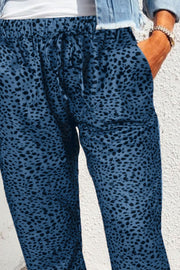 Double Take Leopard Print Joggers with Pockets Trendsi