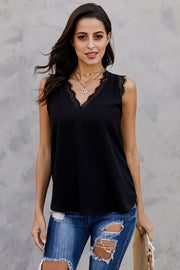 Eyelash Lace V-Neck Tank Top Trendsi