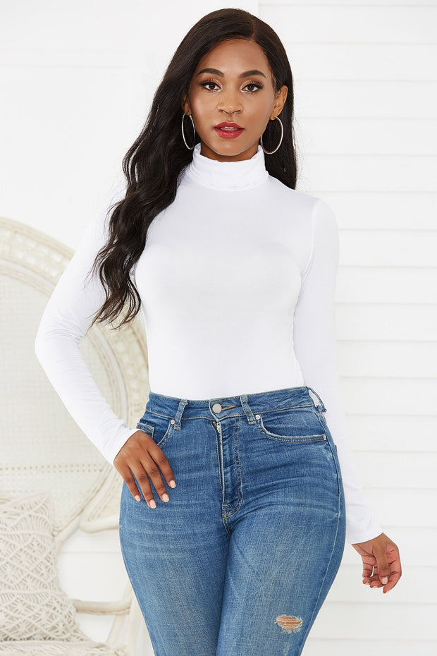 Turtleneck Long Sleeve Bodysuit Trendsi