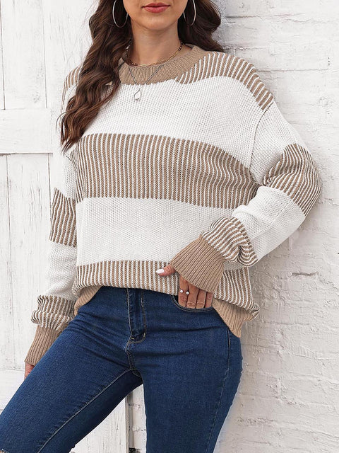 Full Size Round Neck Drop Shoulder Sweater Trendsi