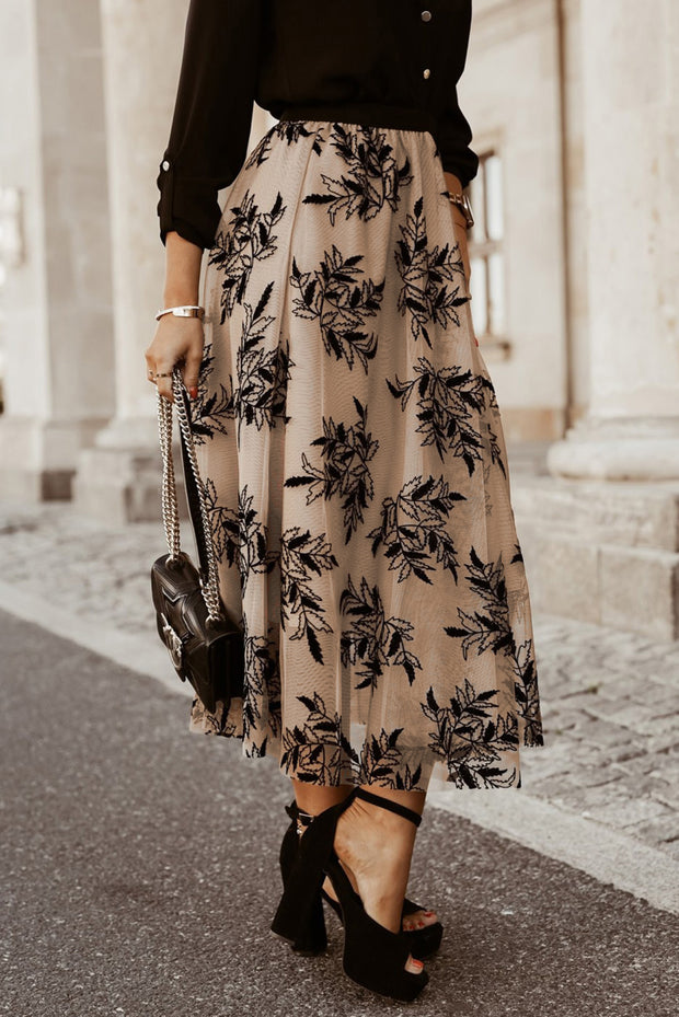 Embroidered High Waist Maxi Skirt Trendsi