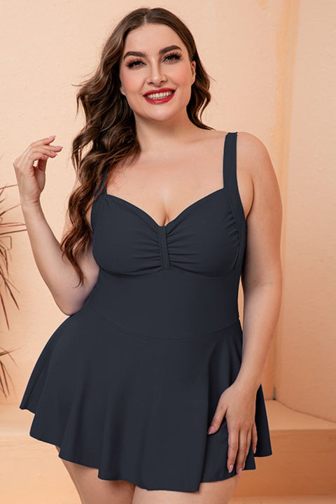 One Piece Gathered Detail Swim Dress