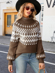 Turtleneck Lantern Sleeve Sweater