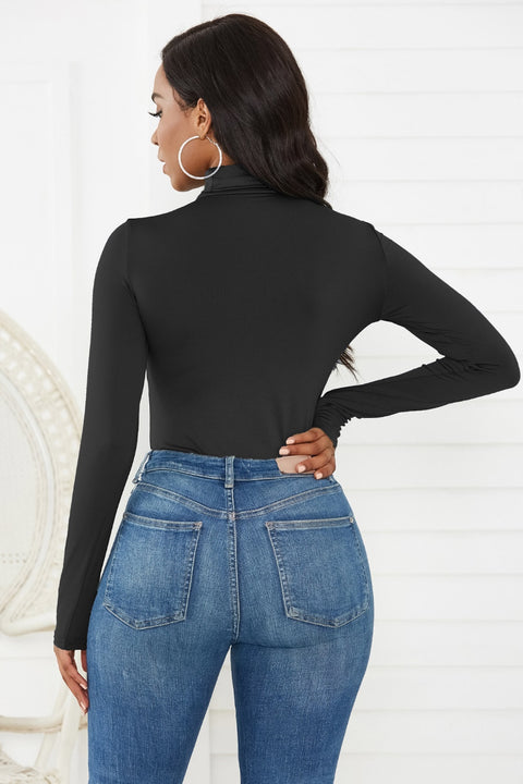 Turtleneck Long Sleeve Bodysuit Trendsi