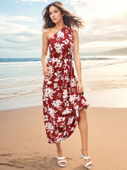 Printed Single Shoulder Sleeveless Dress Trendsi