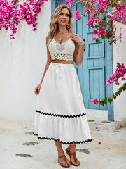 Tied Contrast Trim High Waist Skirt Trendsi