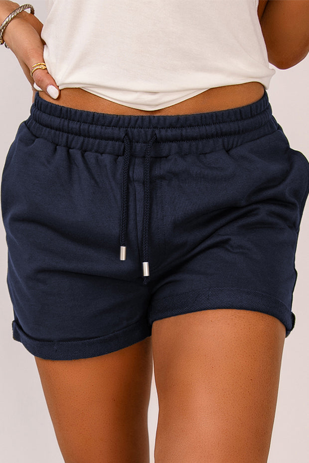 Drawstring Waist Cuffed Shorts Trendsi