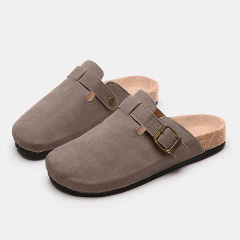 Suede Closed Toe Buckle Slide Trendsi