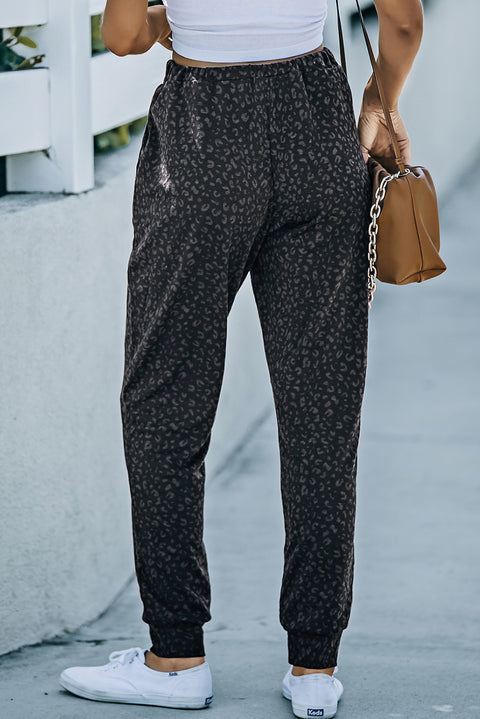 Double Take Leopard Print Joggers with Pockets Trendsi