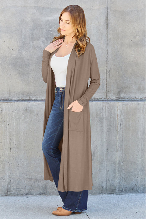 Basic Bae Full Size Open Front Long Sleeve Sweater Cover Up