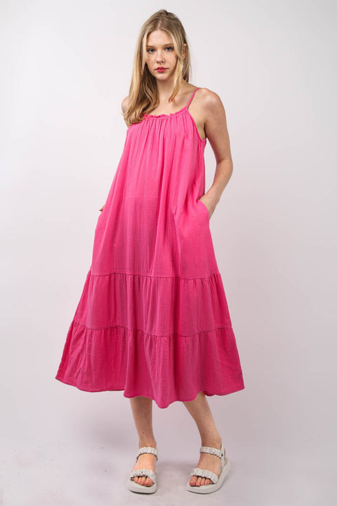 VERY J Ruffled A-Line Midi Cami Dress Trendsi