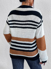 Striped Round Neck Sweater Trendsi